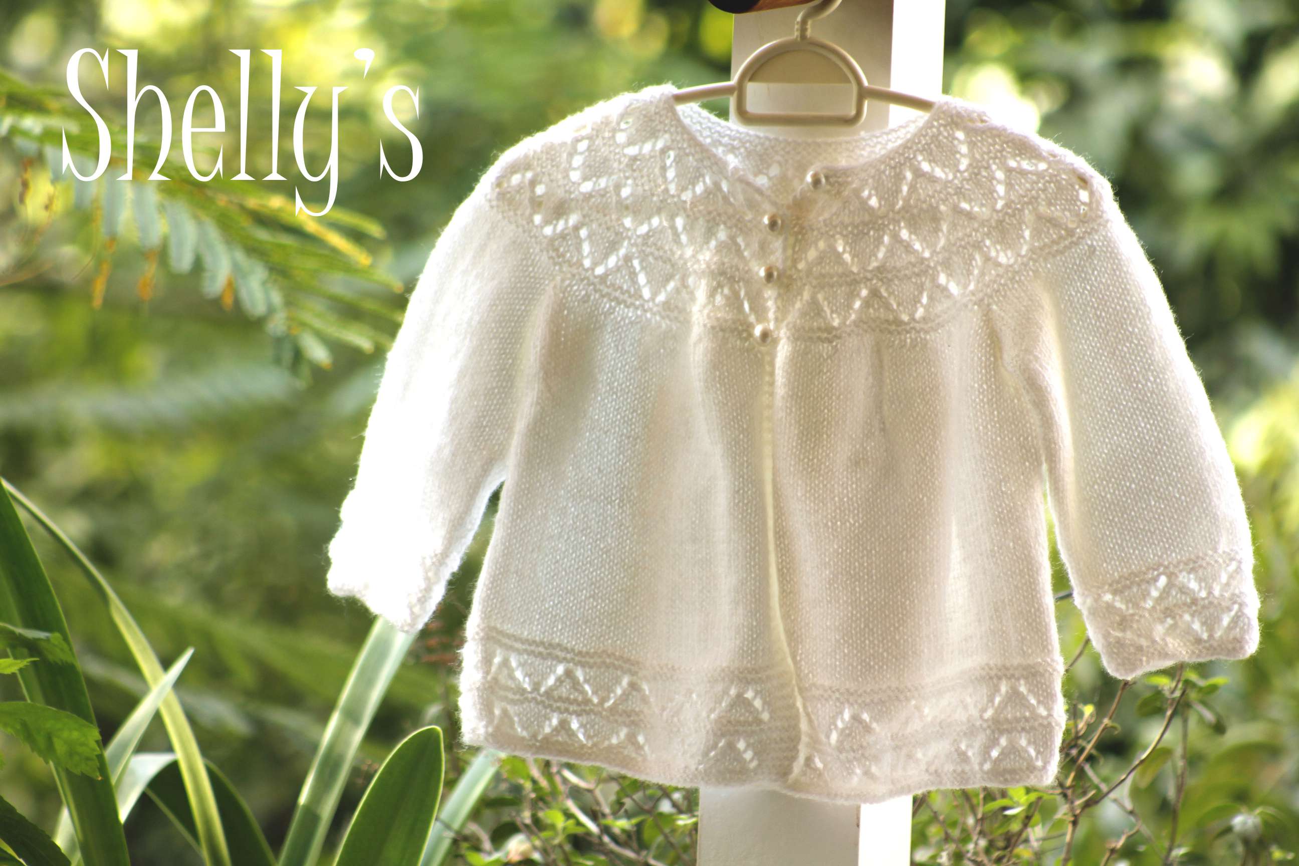 Circular yolk lacy cardigan - white 